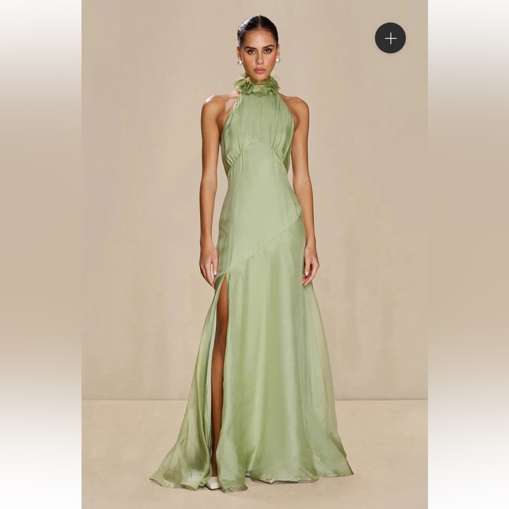 Sage Green Gown with Slit -- Sonya Moda NWT
